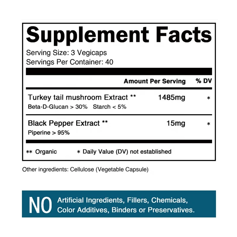 Превосходное качество, органические капсулы порошка для добавления индейки, хвоста, грибов