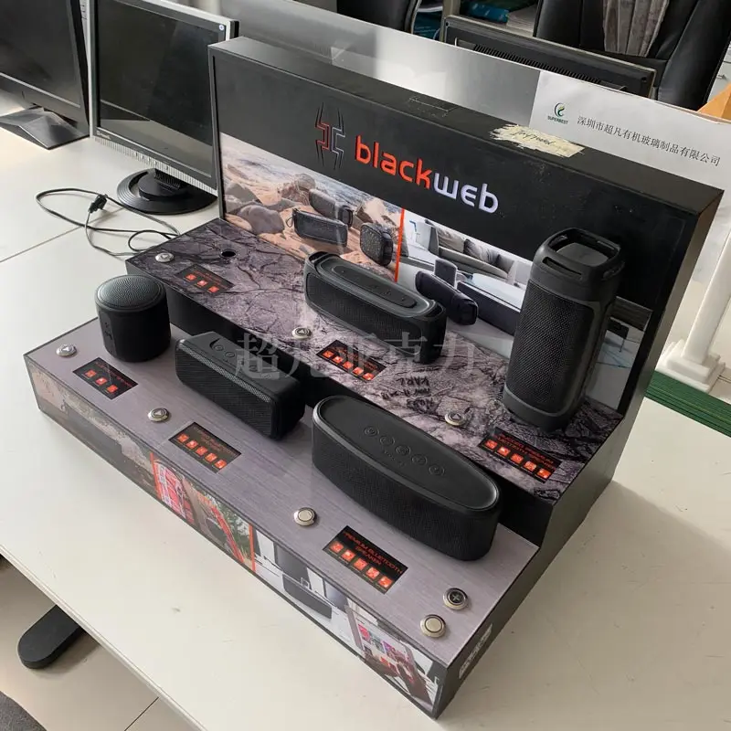 Customizable Supermarket shelf Hot plastic Audio Merchandise Product Displays Music Speaker Accessories Acrylic Retail Displays