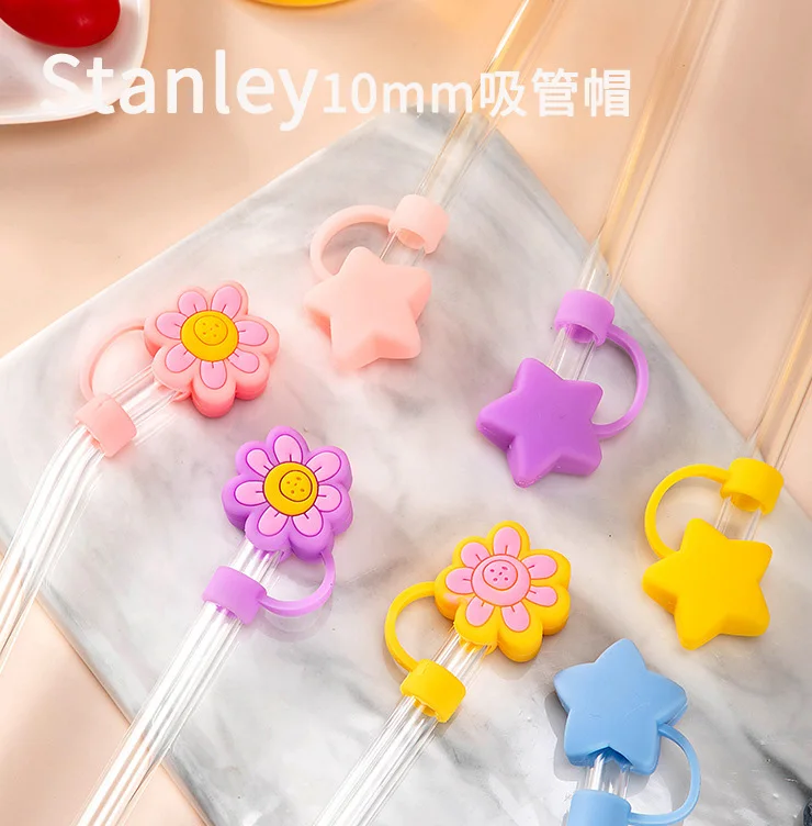 Factory Price Reusable 10mm Straw Tips Dust Toppers Covers Cap Straw Topper Charms Bulk wholesale for party accessories