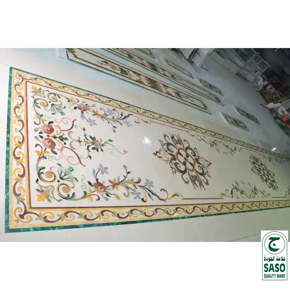 GUCI customize pattern waterjet marble medallion floor luxury elegant carpet plate idea