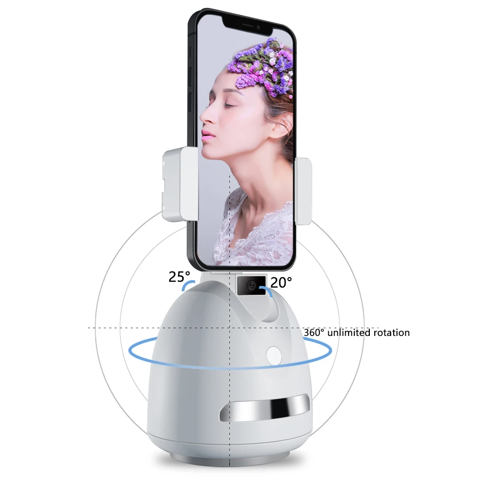 Face Tracking Cell Mobile Phone Holder Desktop Phone Stand with 360 Rotate Smart Object Track Camera Cradle for iPhone Android
