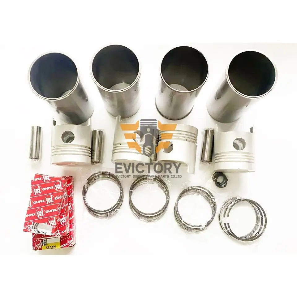 For Toyota forklift 2J Rebuild kit piston ring liner sleeve cylinder gasket set main conrod bearing + valve+guide 8pcs