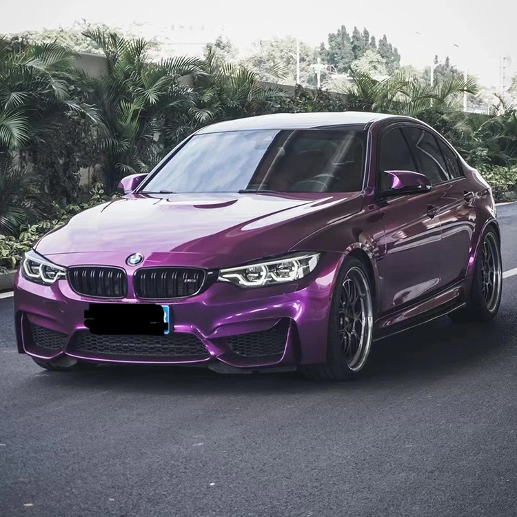 Multiple Colors 1.52*18m Pvc Glossy Super Bright Grape Purple Waterproof Repeated Car Body Wrap Vinyl Film Sticker