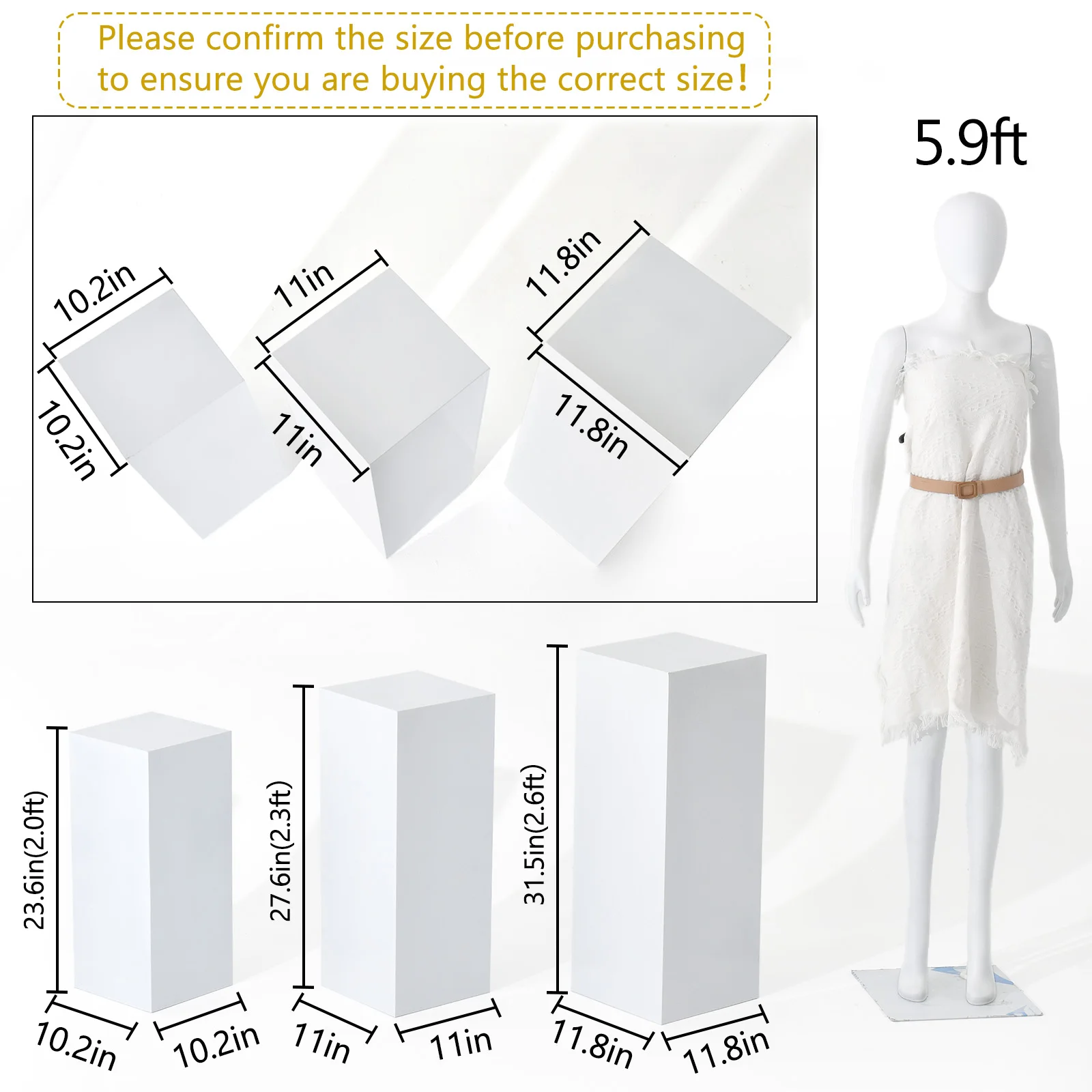 Cuboid Pedestal Stand Party Rectangle Dessert Table Display Boxes for Wedding Props Birthday Babyshower Party Event Decoration