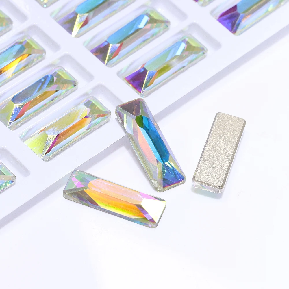 QIYI Wholesale Cosmic Baguette FlatBack Stone Glass Crystal AB Flat Back Coloful Rhinestones Buttons for Bouquet Rhinestones