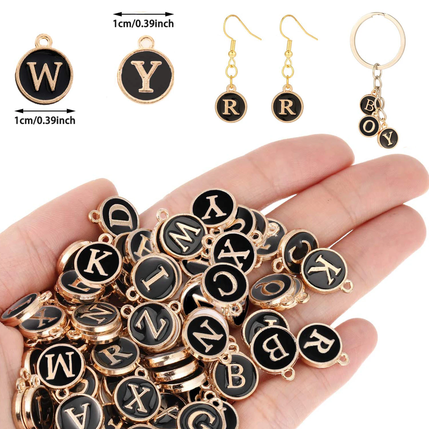 104 pieces of 26 letter pendant, initials, double-sided letter pendant, for necklace and bracelet diy jewelry making