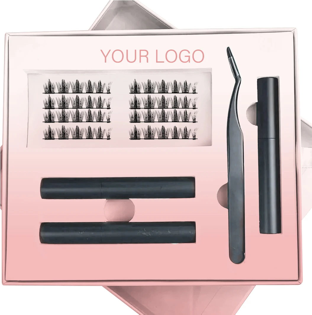 Hand Made Korean Super Dark Korean PBT Material Diy Cluster lashes kits with package custom