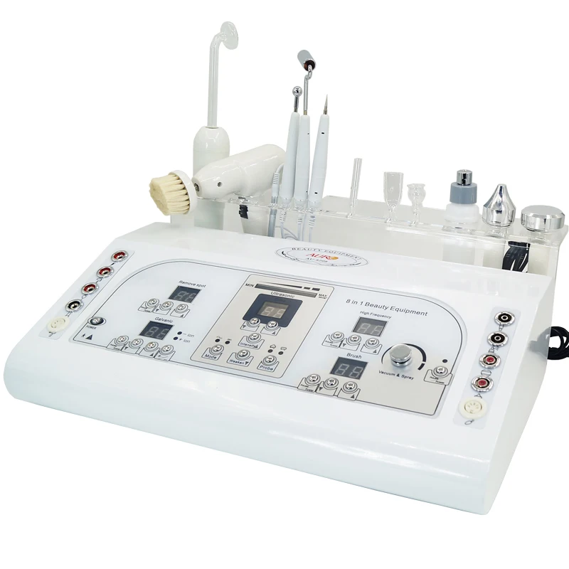 8 IN1 electrotherapy& Vacuum Spray galvanic Microcurrent face lift machine multi-functional beauty Device for salon use