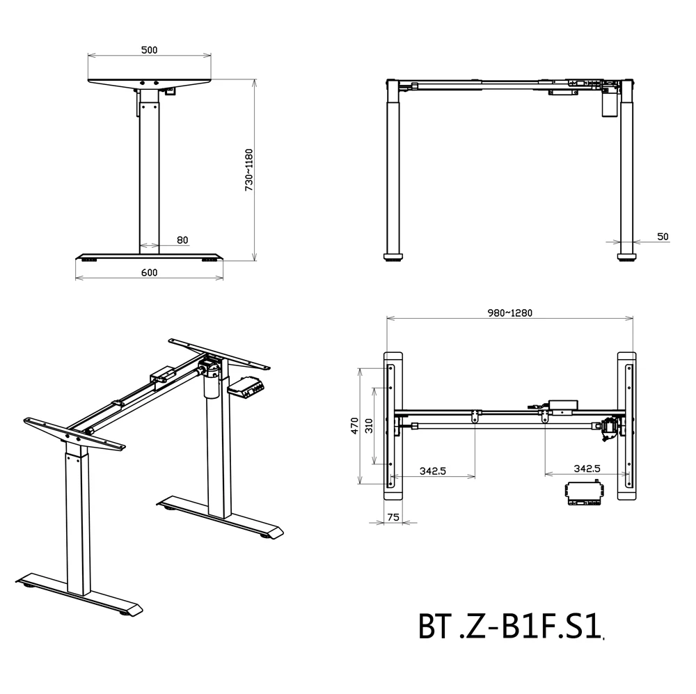 Electric Home Office Desk Table Sit Stand Height Adjustable Computer Desk frame