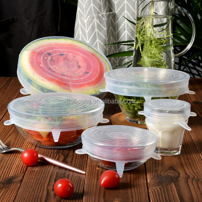 Factory Wholesale 6 Pack Various Sizes Universal Reusable Silicone Bowl Covers Food Stretch Lids