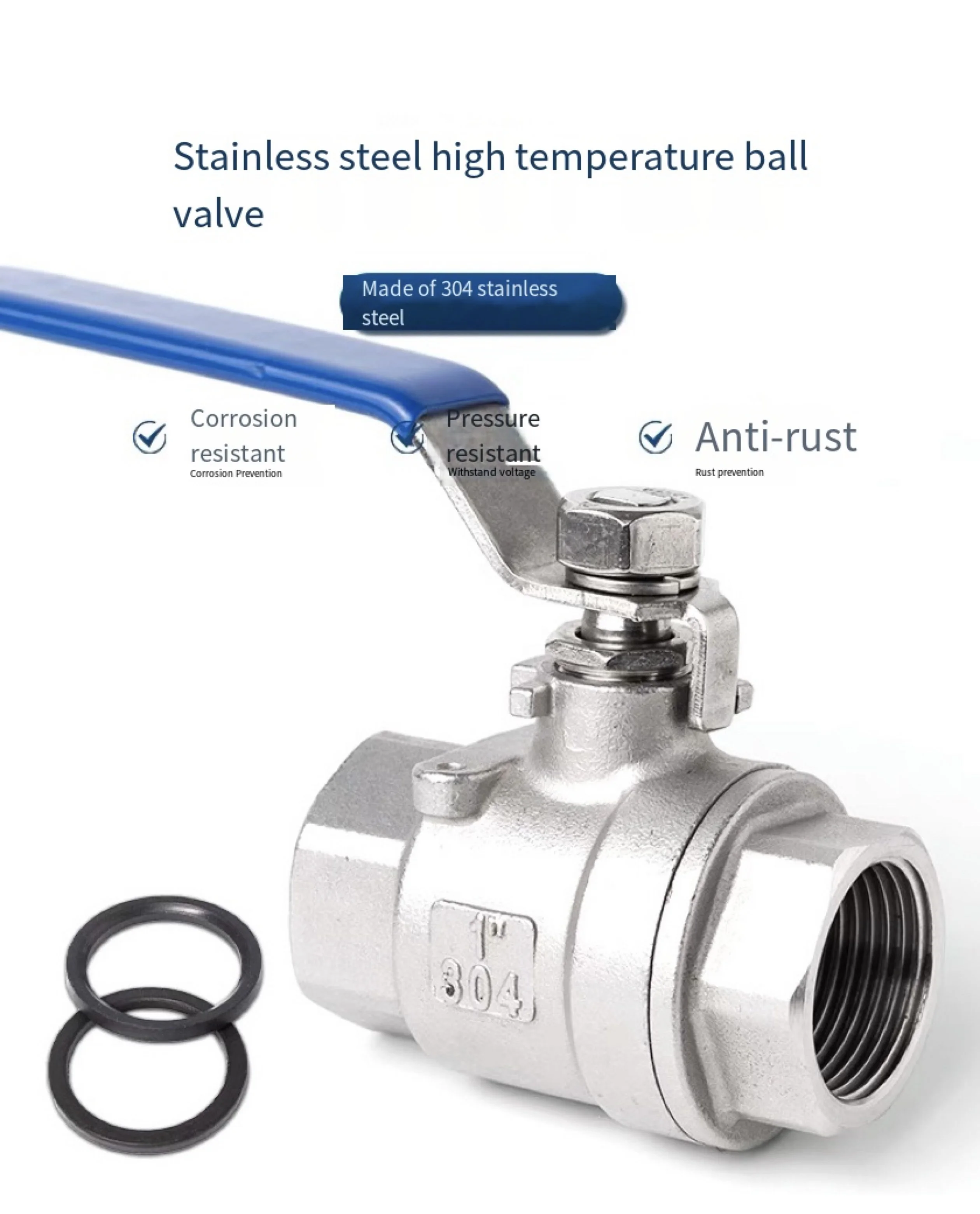 Stainless Steel 304 High-Temperature Two-Piece 300 Degree Steam 6/4 Min 1 Inch DN15 Internal Water OEM Pneumatic Ball Valve