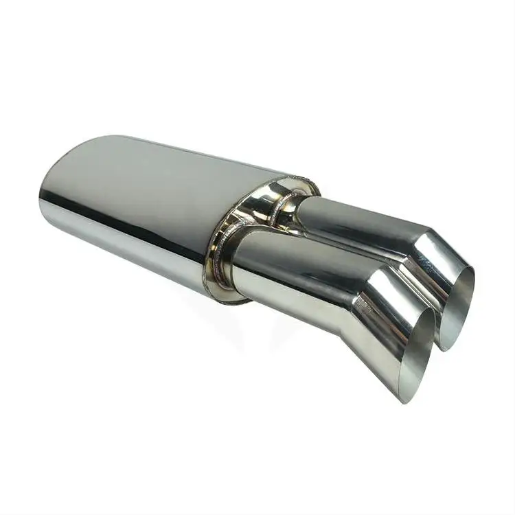 Wholesale Manufacture muffler exhaust racing muffler has internal y-pipe transition with double muffler tip