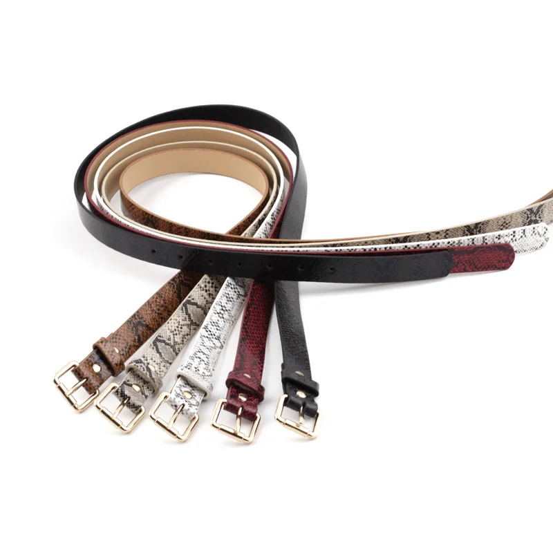 
Women New Retro Slim Leopard Leather Belt Ladies Serpentine PU Leather With Gold Color Pin Buckle Dress & Jeans Waist Belt 