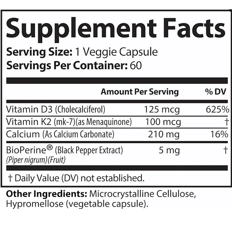 OEM Adult Vitamin K2 D3 Supplement Gluten-Free Soy Capsules Microcrystalline Cellulose Supports Other Vitamins for Children