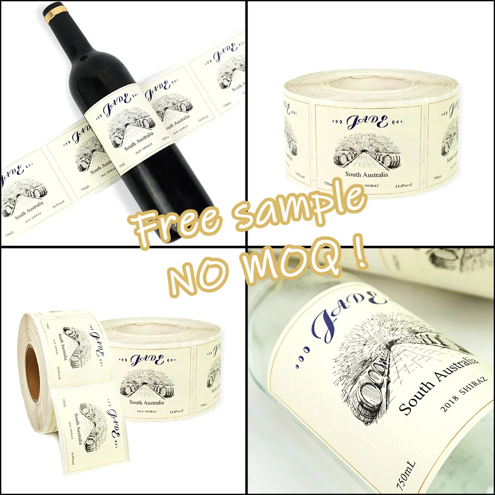 Book Paper Custom Printing Self-adhesive Stickers Brandy Vodka Whisky Beer Wine Sticker Supplier