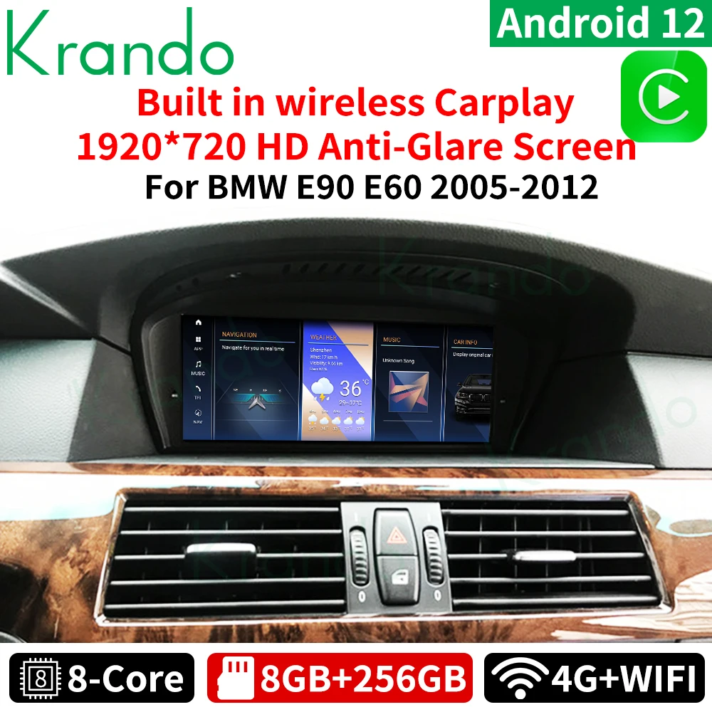 Krando Android head unit  Car Navigation for BMW 5 Series E60 BMW 3 Series E90 2005-2012 Autoraio multimedia player wireless GPS