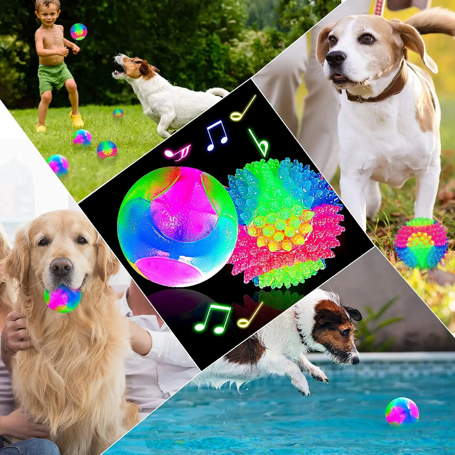 Light up LED Dog Ball Elastic Flashing Ball Glowing Interactive Dog Toy Flash LED Dog Toys Pet Color Ball Bounce