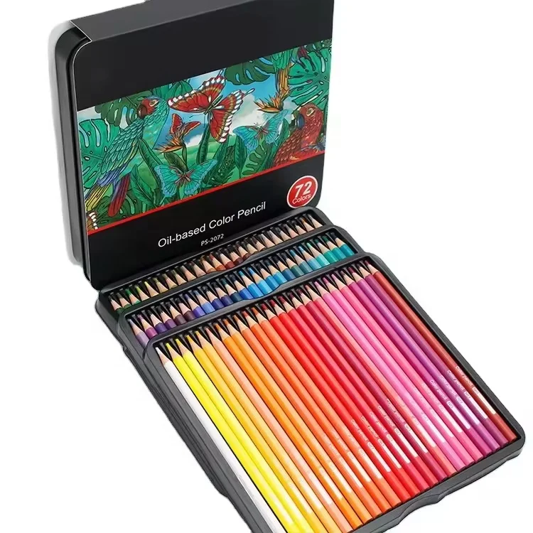 Professional 72colors Tin box artist natural Wooden color pencis set oily colored pencil for graffiti painting