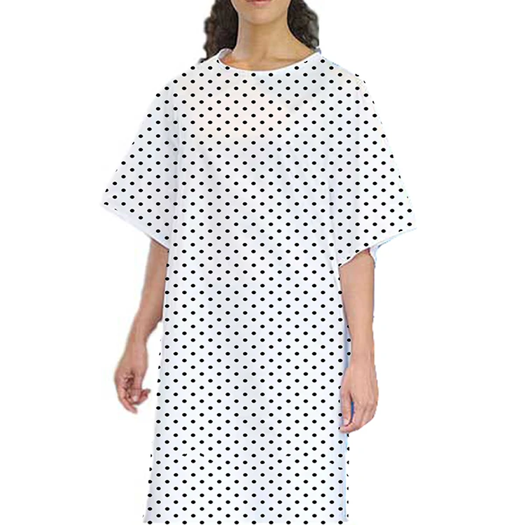 Reusable Standard hospital pajama  Polka Dot Printing  hospital gown Patient Gowns uniform Sick clothes