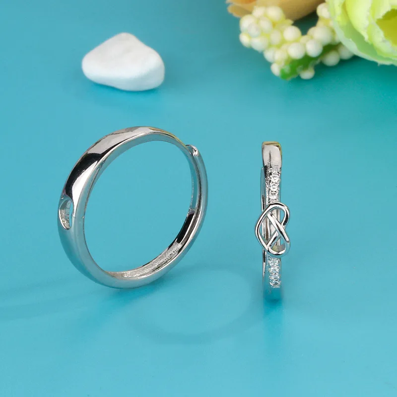 Anillos De Pareja Platinum Plated Couple Rings CZ Diamond Ring Engagement Adjustable Hollow Heart Mattached Puzzle Couple Ring