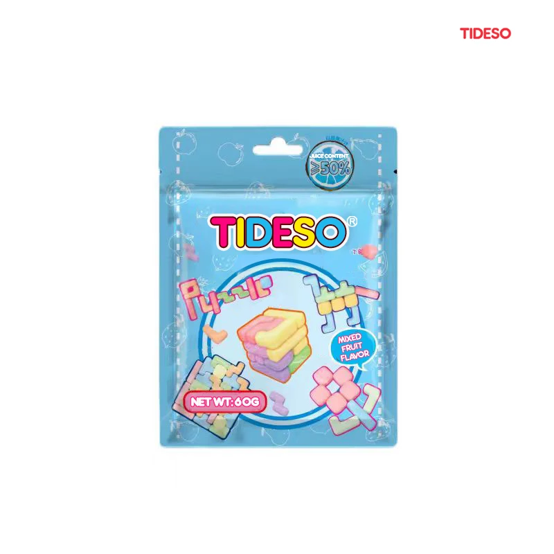 New Product 3D Jigsaw Fruit Juice Gummy candies 50% Fruit Juice Delicious Halal sweets Mixed Fruit Flavoured Gummy candy