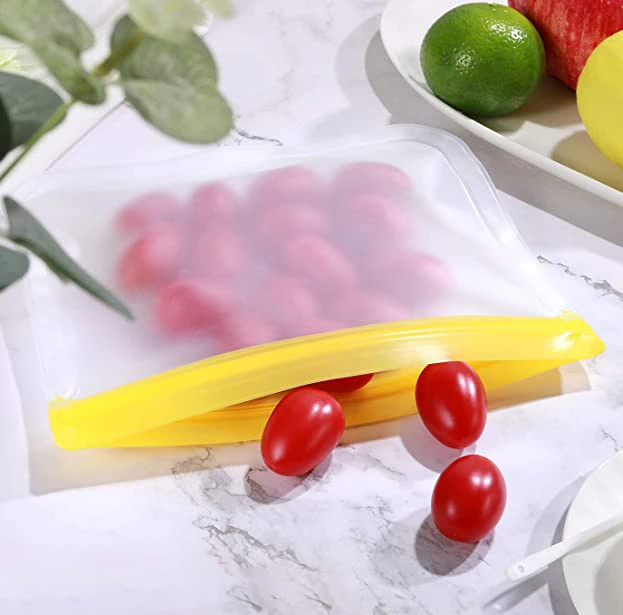 Fresh-Keeping Silicone Food Bag Stand Up Reusable Peva Snack Bags Freezer Bags