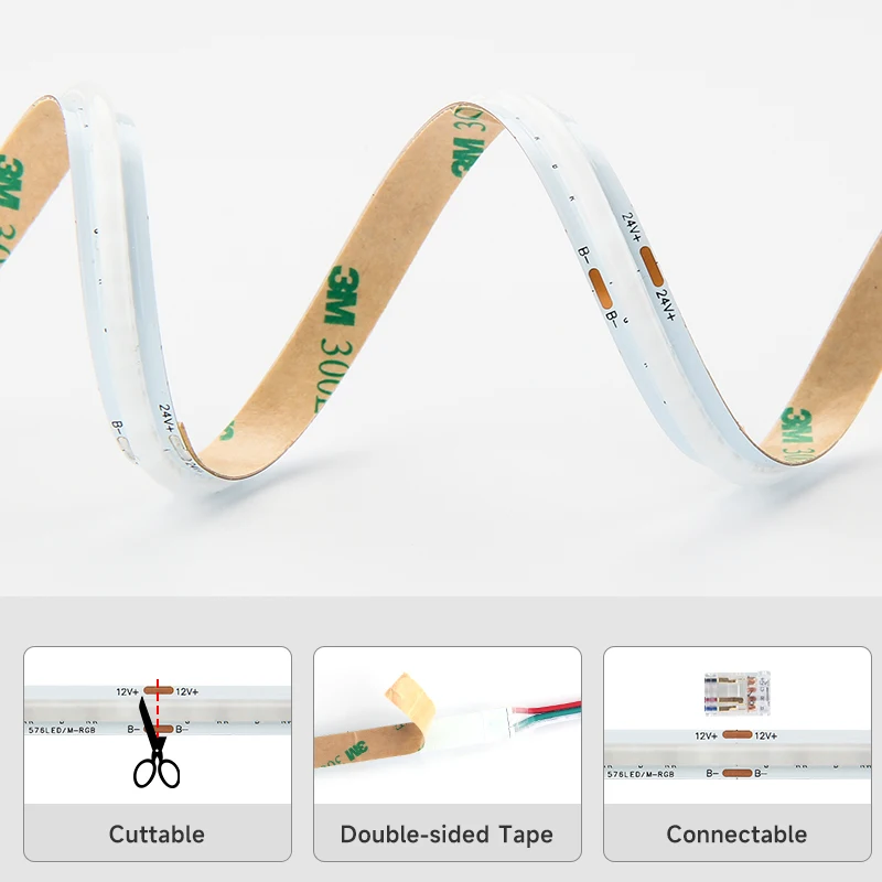 RGB COB LIGHT DC12/24 В шириной 8 мм 576led/m IP20 5 м/roll Светодиодные полосы светодиодной ленты Cob освещение