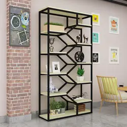 HQSLP New Design high quality modern metal bookshelf wooden bookcase for office home