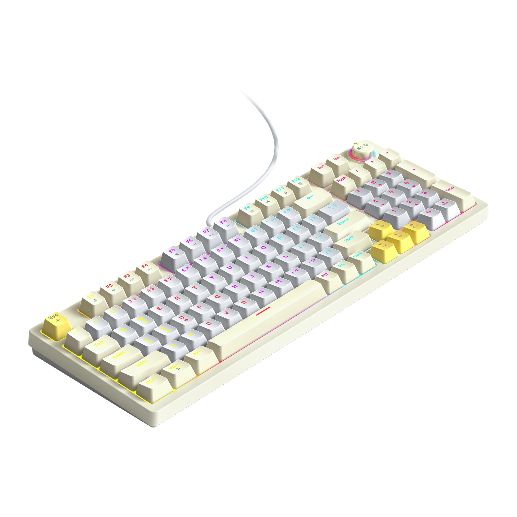Hot Selling TWOLF T50 Optical Switch Wired RGB Macro Gaming Mechanical Keyboard with 97 keys Knob Module Latency Playing