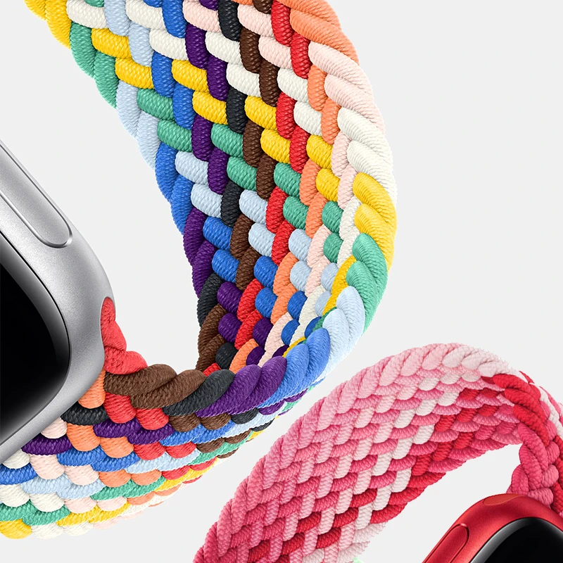 Ремешок Плетеный для Apple Watch band 44 мм 40 42 38 нейлоновый эластичный браслет iWatch