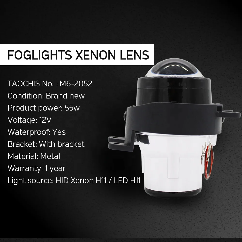 TAOCHIS Auto Car Fog lamp 2.5 inch foglights Bi-xenon Projector Lens fog light for Toyota Corolla Camry Prius RAV4 H11 lamp bulb