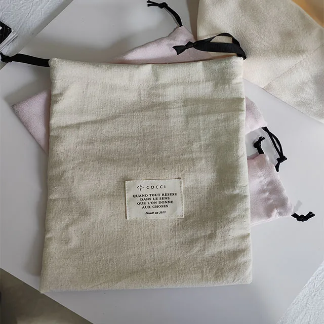 Soft Twill Cotton Envelope Cloth Shoe Dust Packaging Pouch With Flap Custom Logo Printed Drawstring 100% Cotton Dust Bags