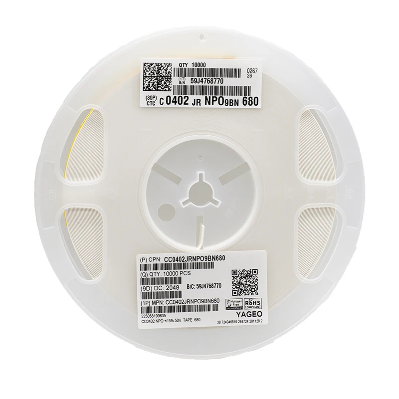 YAGEO Chip capacitor Original 0402 68pf NPO 5% CC0402JRNPO9BN680