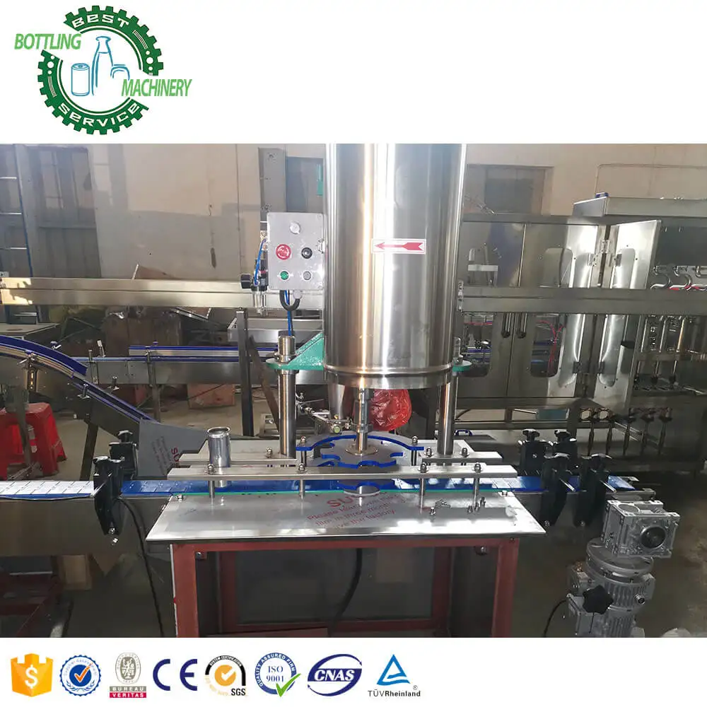 A to Z SUS304 rotary Isobaric linear 12 heads carbonated soda water beverage foaming wine 200ml PET plastic can filling machine