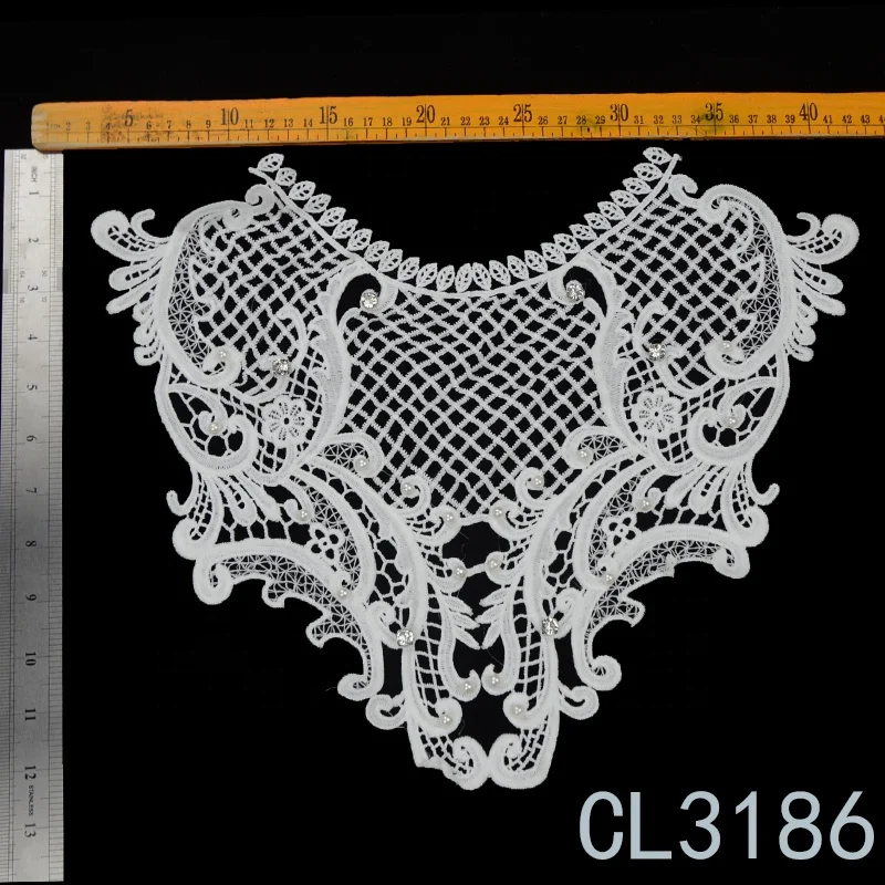 Factory clothing accessories handmade net yarn color flowers embroidery sewing lace collar applique custom 3d embroidery collar