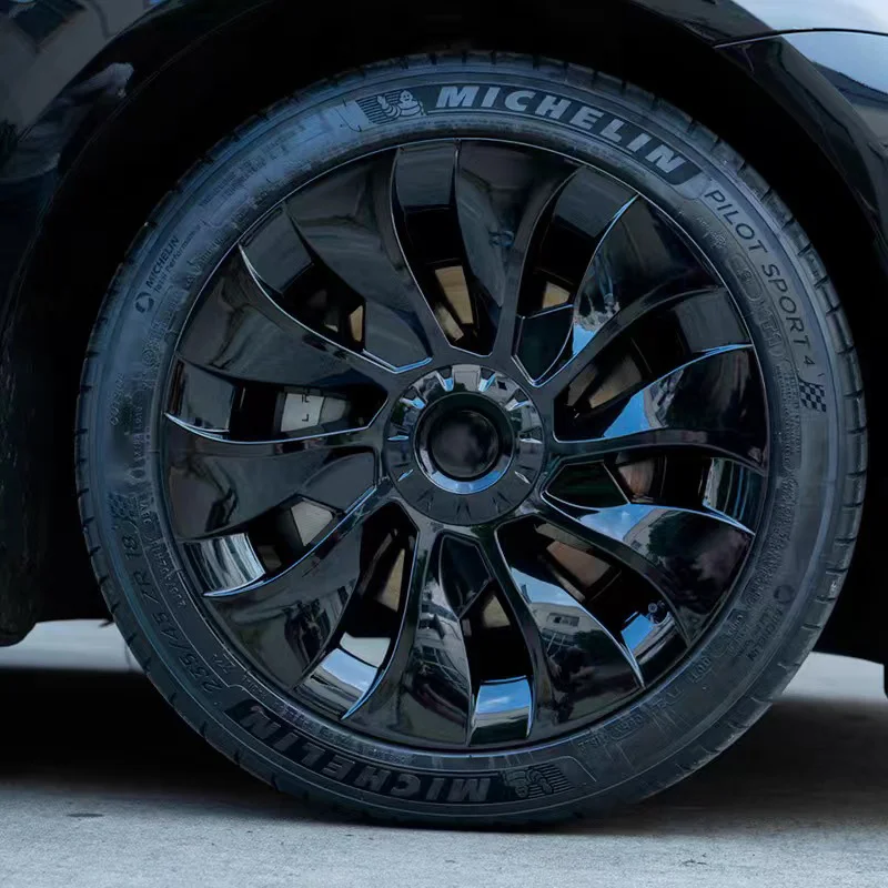 Accessories Decoration Performance for Tesla Model 3 18 inch New style carbon fiber Wheel Center Hub Cap front splitters