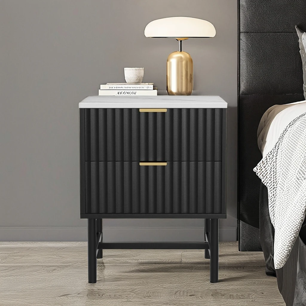 Hot Sell Nordic Nightstand with Charging Station Unique Luxury Bedside Table Suit Any Style Side Table Drawers