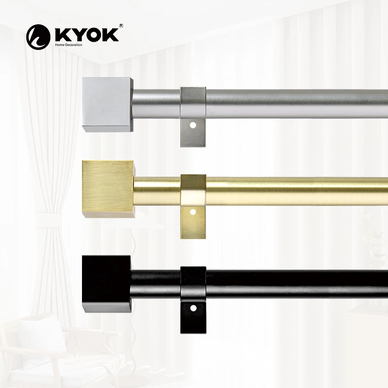 KYOK modern Wholesale China Factory square finial Metal Curtain Rod And Rail Accessories For Curtains