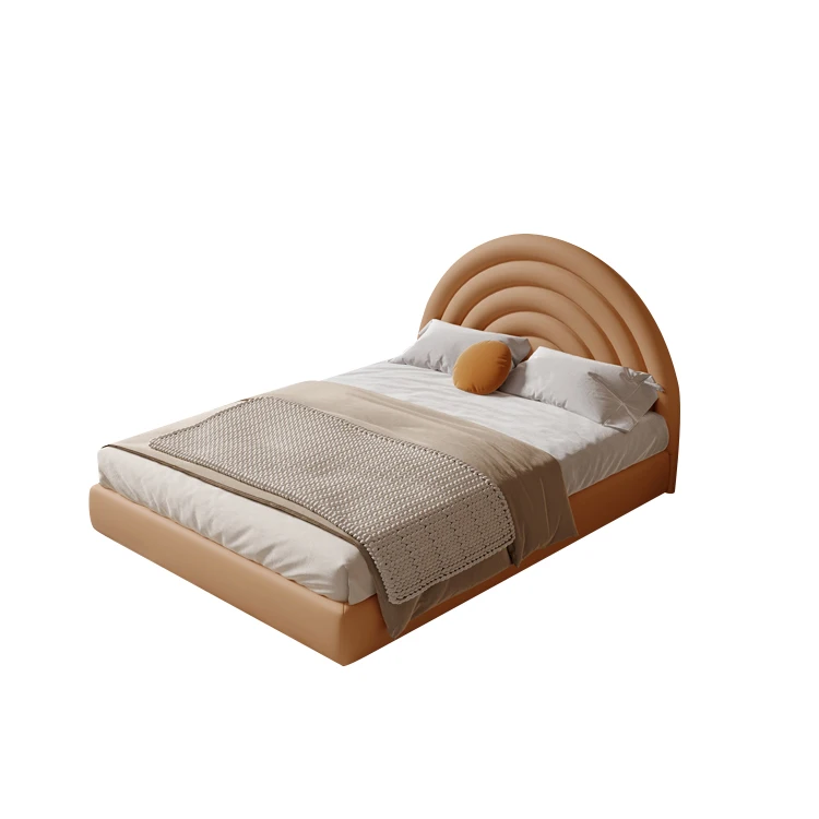 Modern Rainbow Design Customized Size Wooden Bedroom Cute Pink Bed