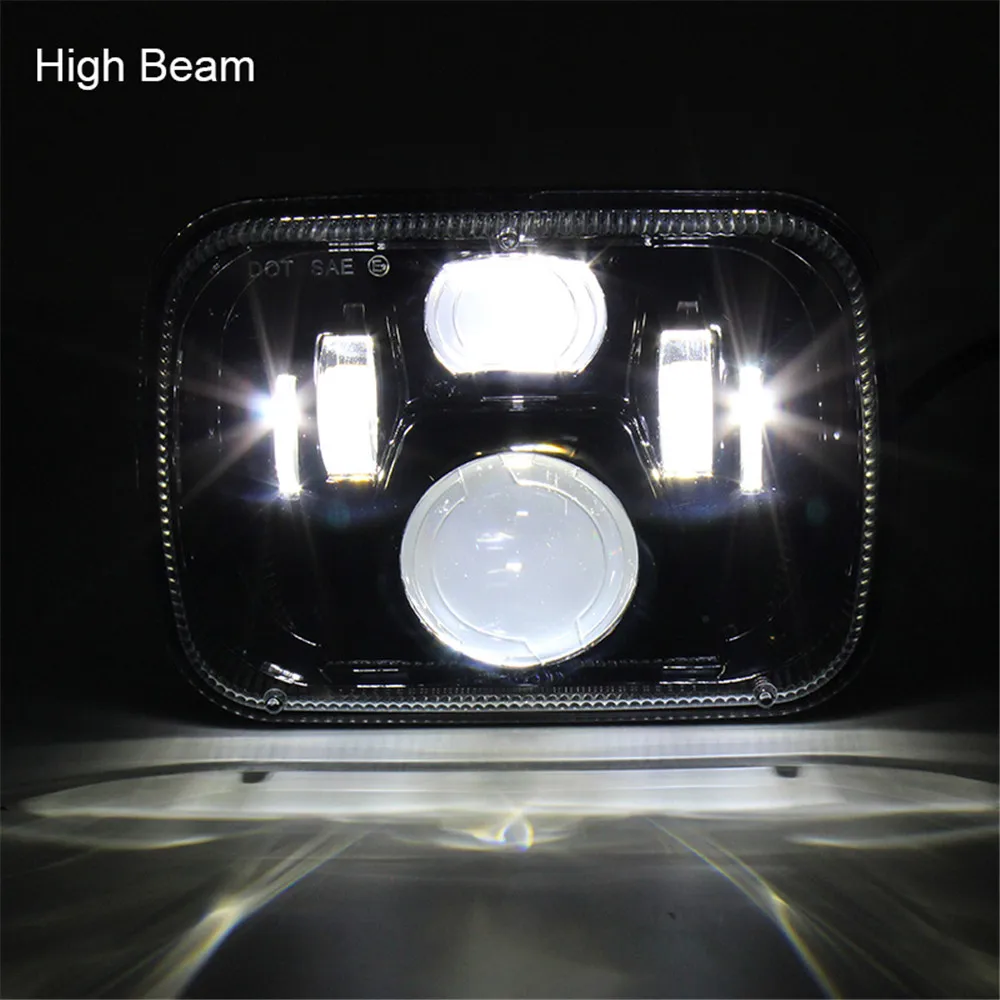 12/24V Led Square Headlight For Trucks DOT High Low Beam Car Led Headlight 55W bright car headlamp for pickup accessories
