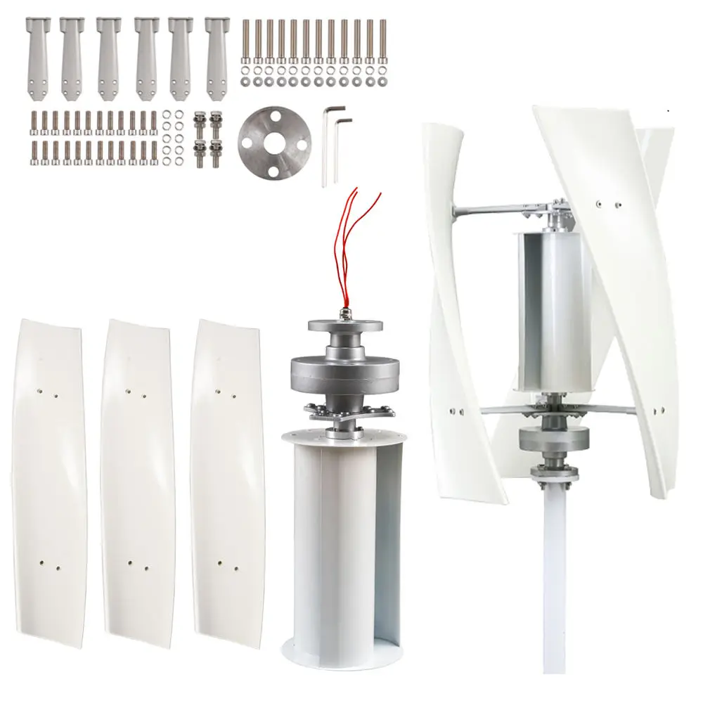 Free Energy Windmill 12V 24V 48V Turbine 500W 1000W 2000W 3000W 3 Blades Vertical Wind Generator With Mppt Charge Controller