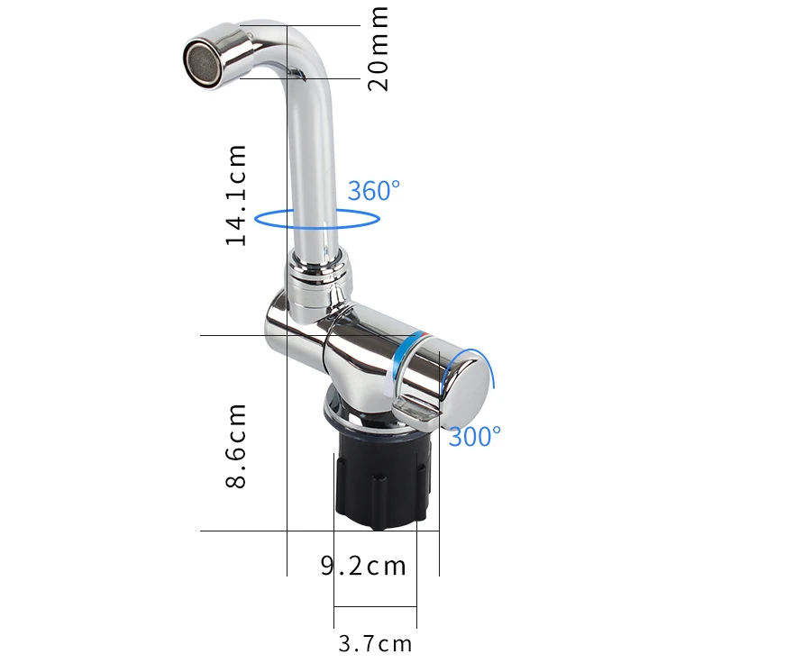 HEYRV RV Accessories High-Quality- Rotation Cold and Hot Water Single Handle And Hole Folding RV Faucet  Water Tap