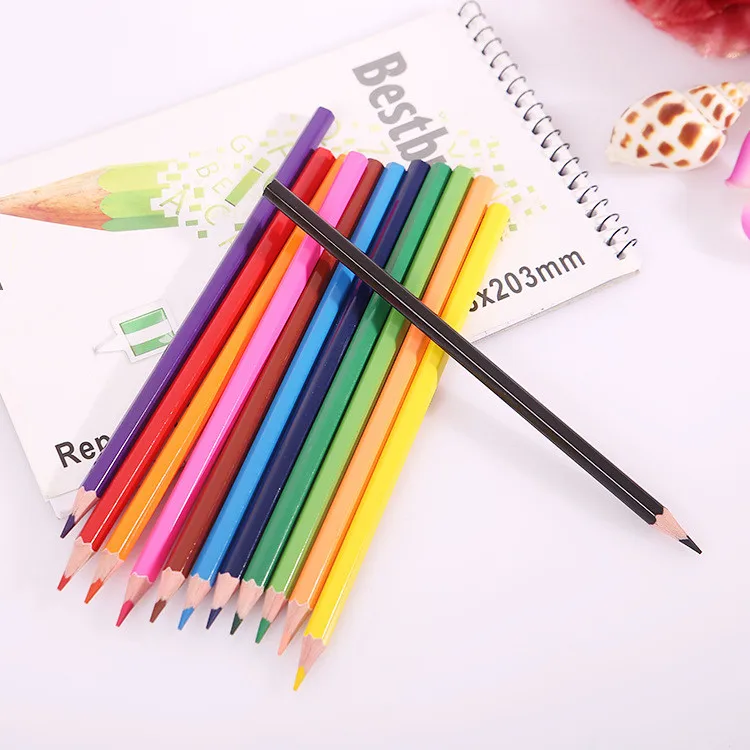 Изготовленным на заказ логосом коробка из крафт-бумаги упаковка 12 шт. разноцветные студенческие деревянных карандашей 7 дюймовый цветной карандаш для детей