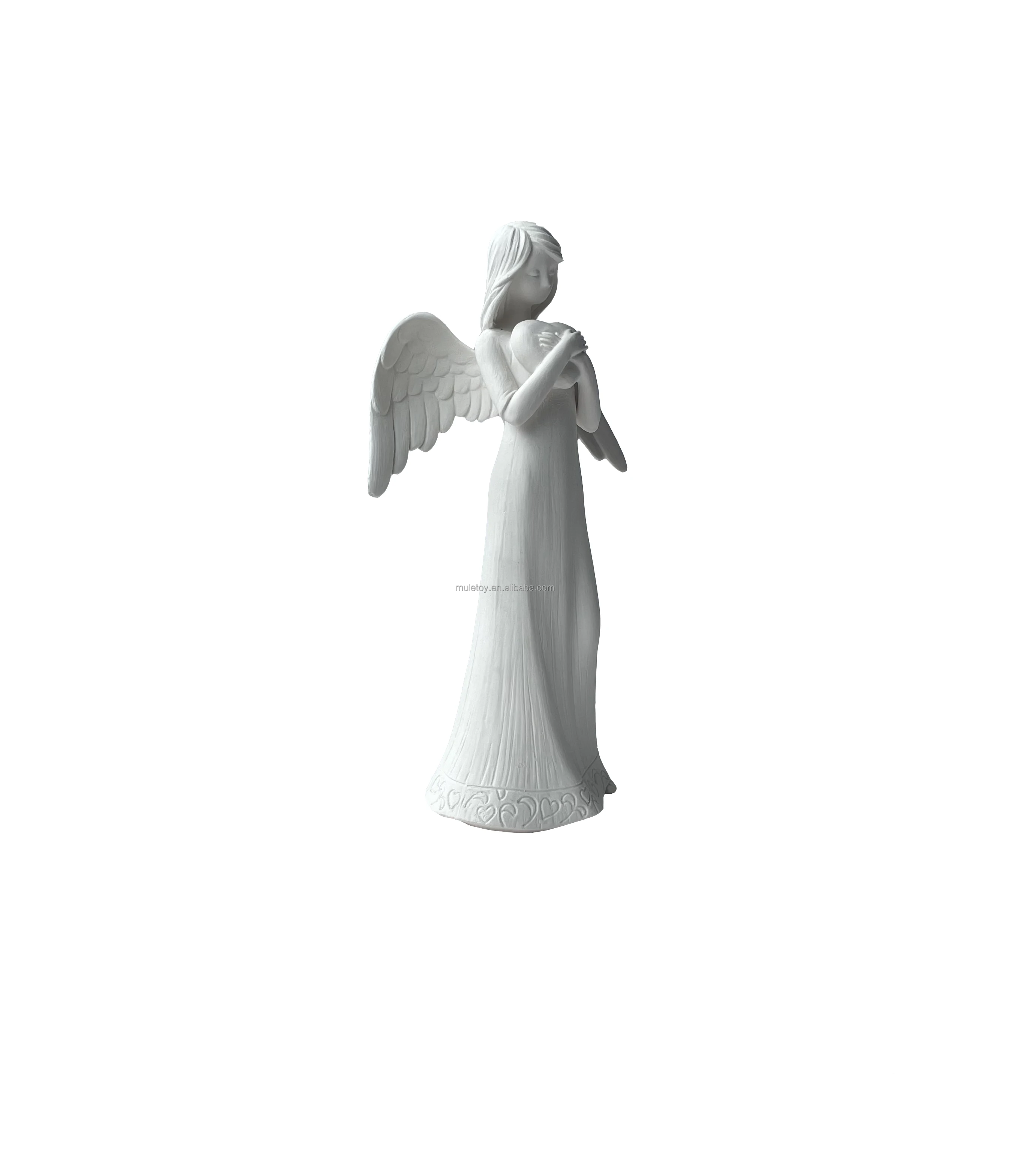 8.5inch Porcelain Mom Angels Figurine for Gifts Home Decoration Praying commemorating Angel Statue (with Hear)