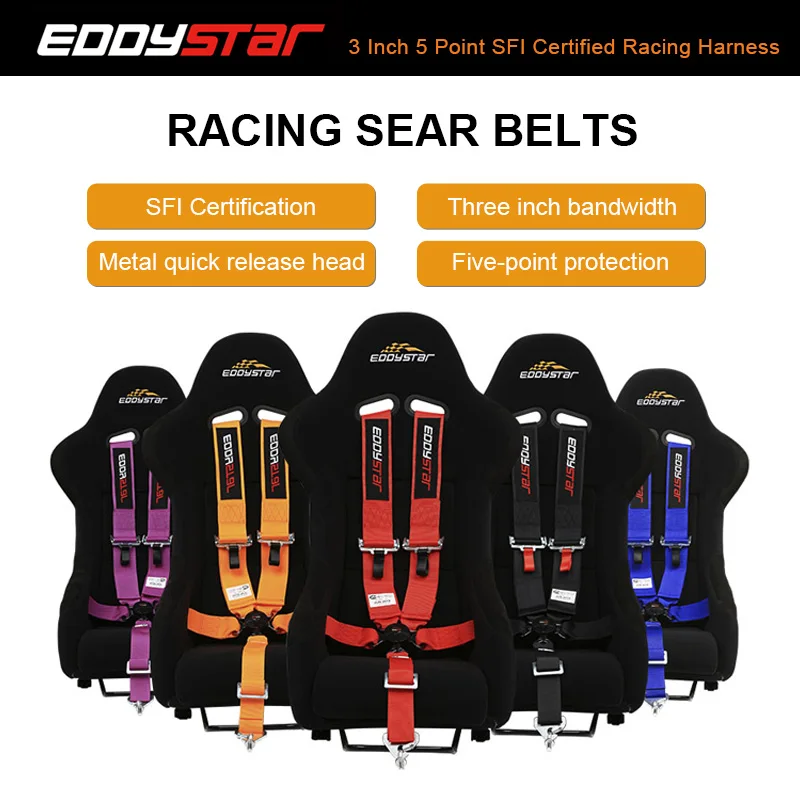 EDDYSTAR SFI Certified car seat safety belt adjustable Sicherheits gurt safety car seat belt buckle