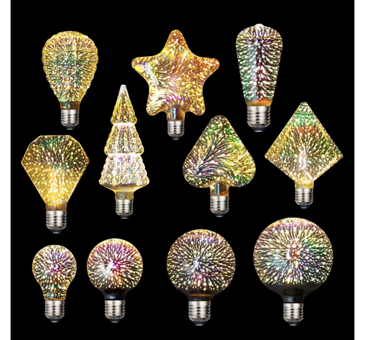 E27 220V Table light pendant lamp holiday decoration lighting heart shape 3D firework led light bulb LED bulbs AC globe 360
