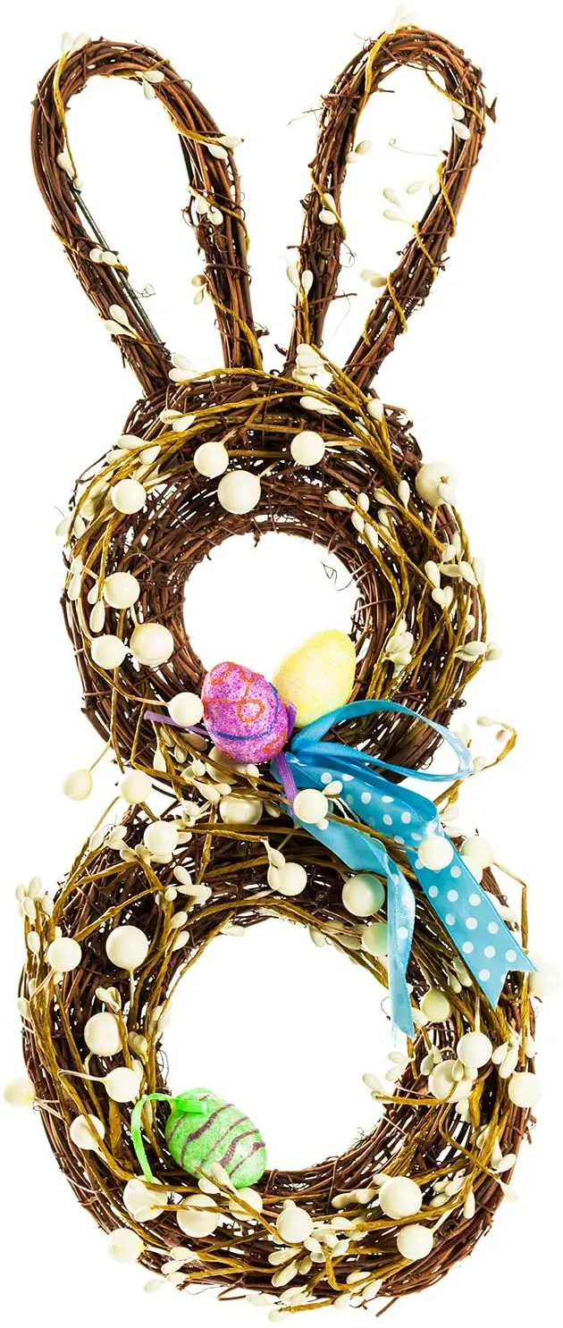 Cheep Rabbit Shape Multiple Sizes Rattan Ring Artificial Natural Easter Decorations Christmas wreaths