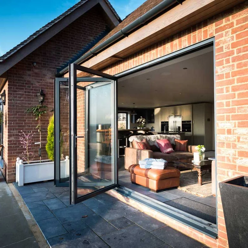 Hurricane Proof Aluminum Exterior Door Balcony Patio Low E Glass Aluminum Bifold Folding Door Accordion Doors Design