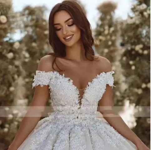2024 vestidos de novia Wedding Gown long Tail Mesh Beaded Sequin ball gown lace princess style Wedding Dress
