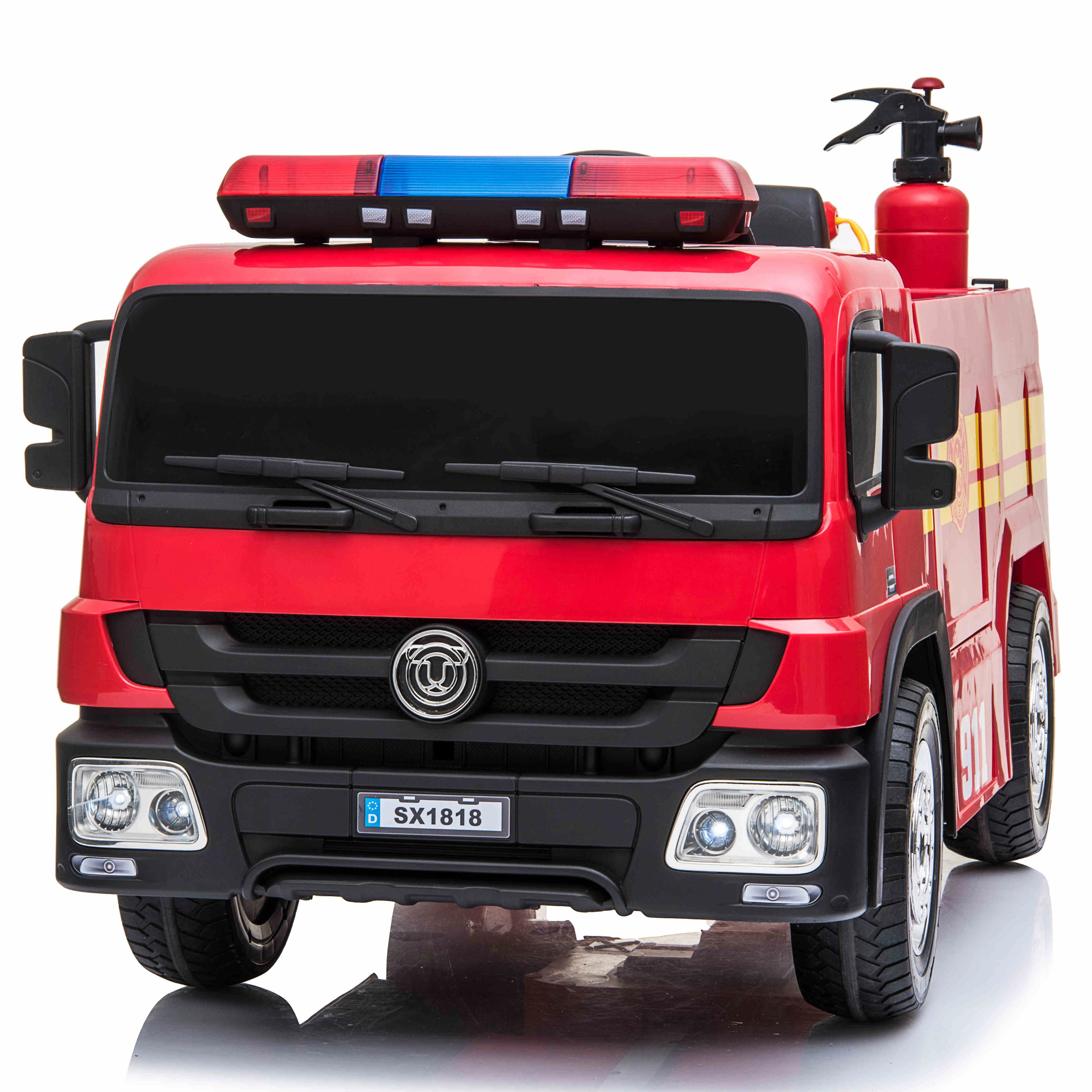 Детский Электрический автомобиль с батареей, игрушечный пластиковый автомобиль, пожарная машина с дистанционным управлением